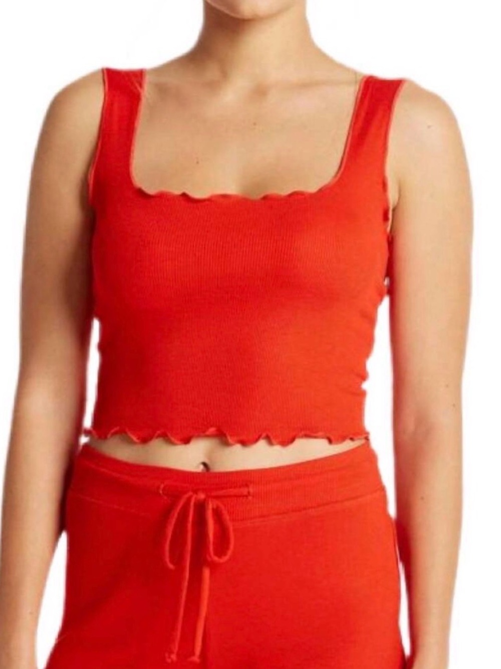 Year of Ours Red Ribbed Lettuce-Edge Crop Tank